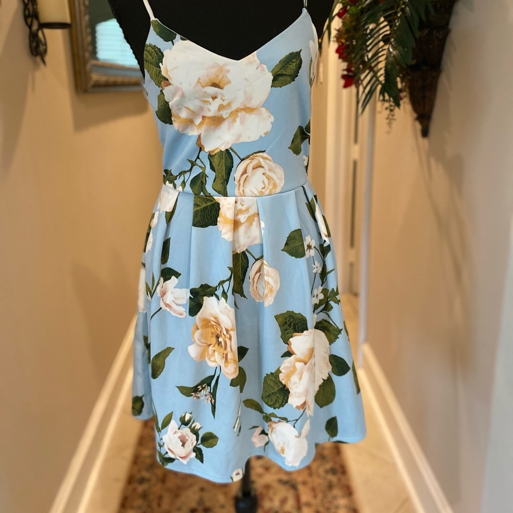 Blue Mini Floral Dress